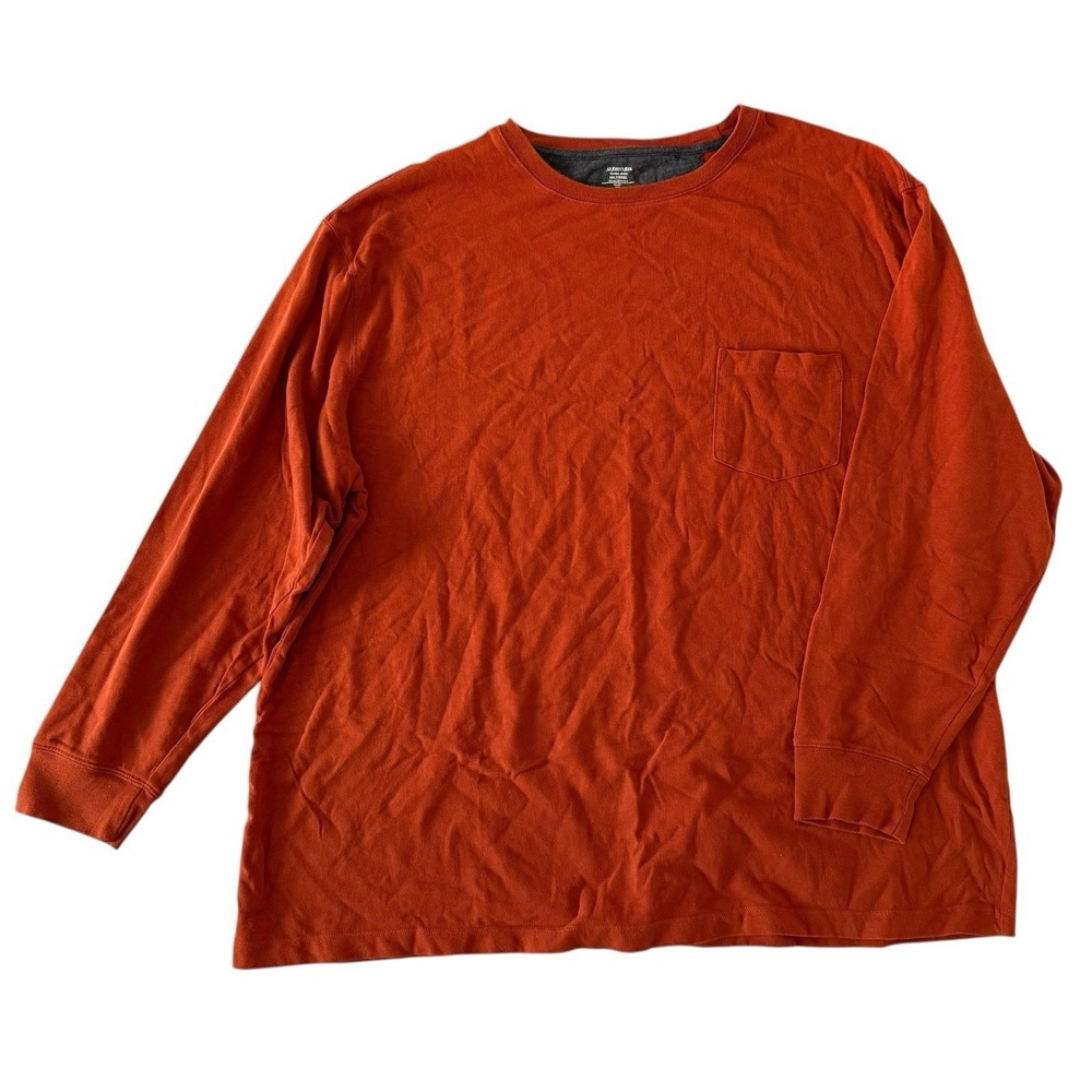 St. John's Bay Mens Long Sleeve Pullover Shirt 3XL Orange 100% Cotton Crew Neck